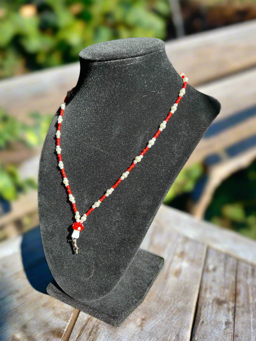 Beaded Mushroom Necklace & Bracelet