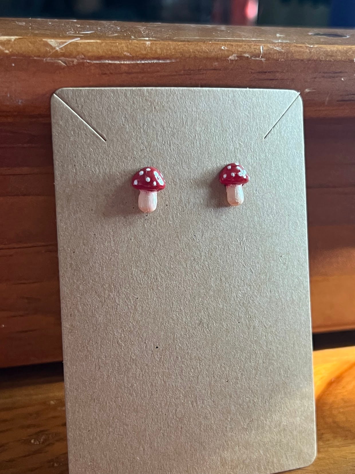 Red Mushroom Stud Earrings