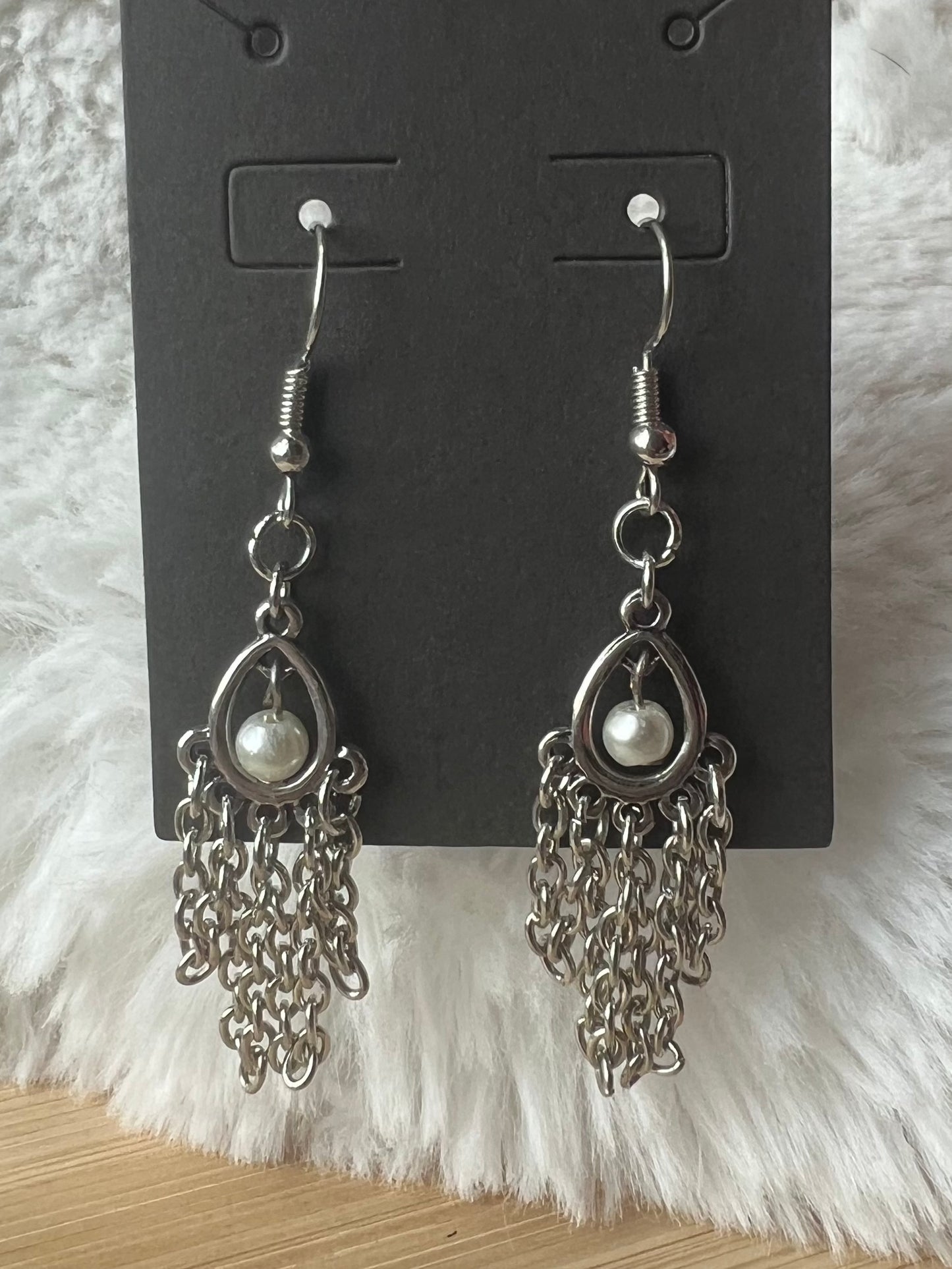 Elegant Silver & Pearl Drop Earrings