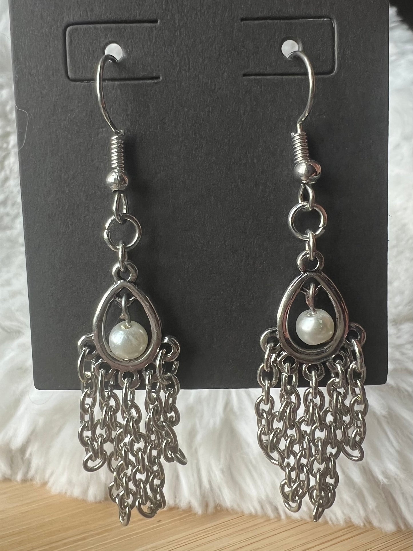 Elegant Silver & Pearl Drop Earrings
